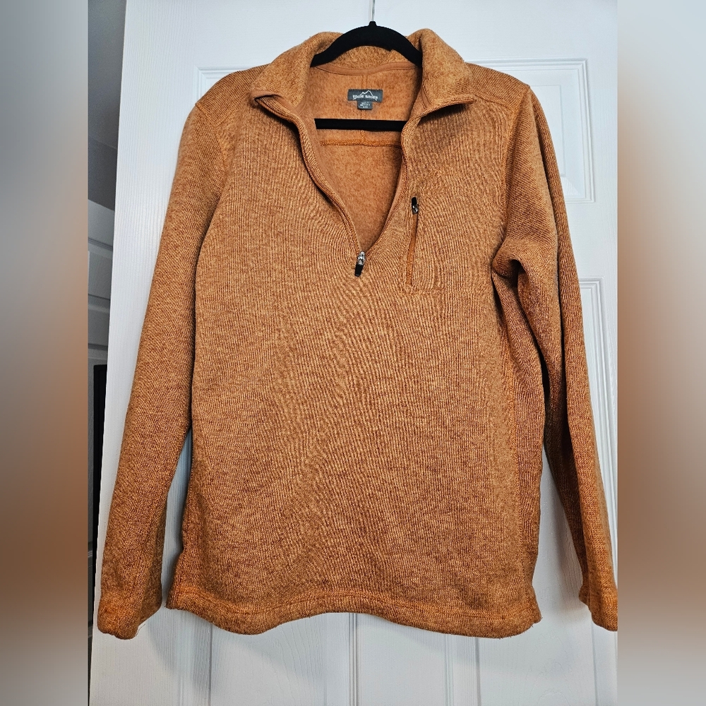 Eddie Bauer Orange Quarter Zip Pullover Sweater Mens Size M
